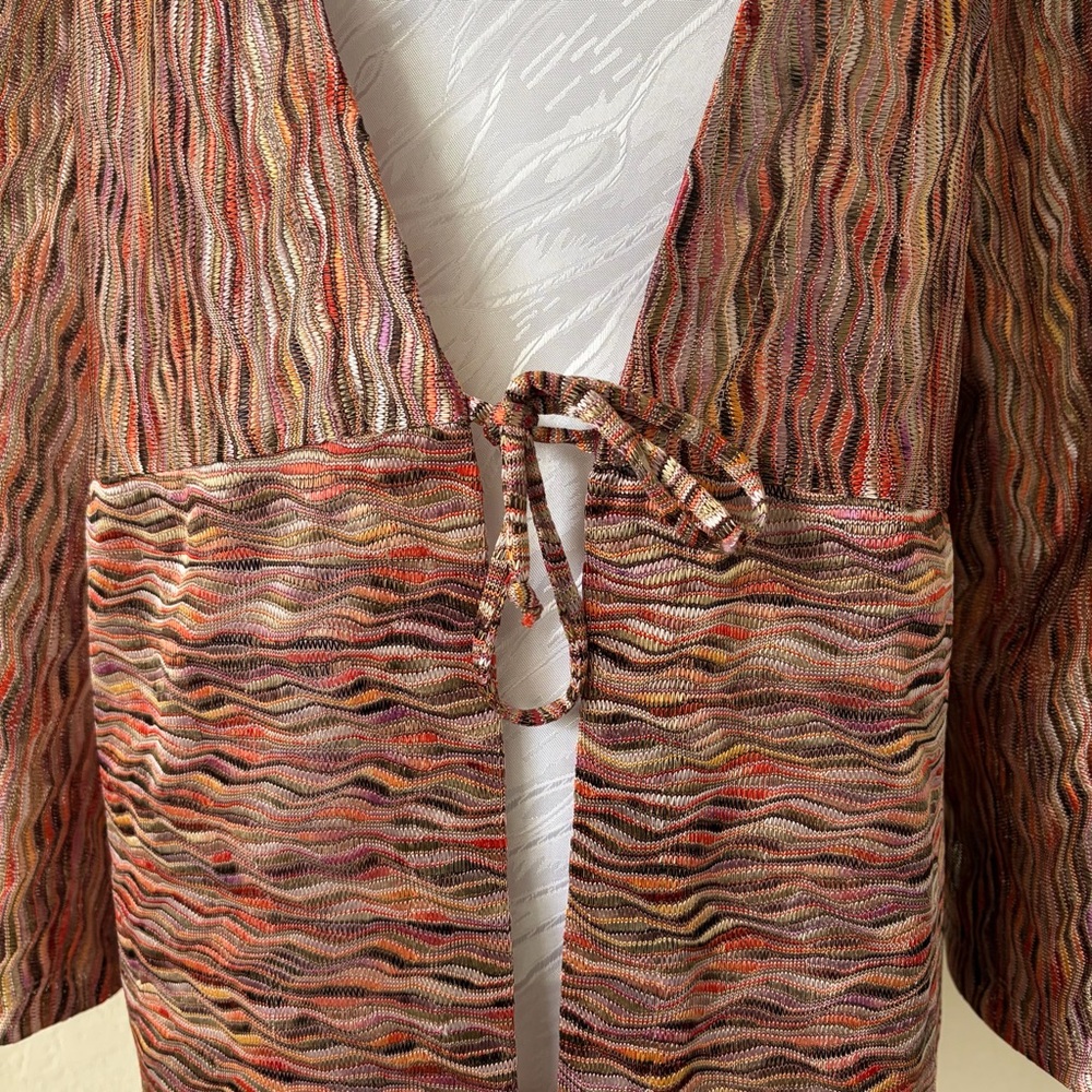 Chico’s Multicolor Zigzag Space Dye Tie Front Cardigan‎ Size 3 XL - Picture 4 of 7